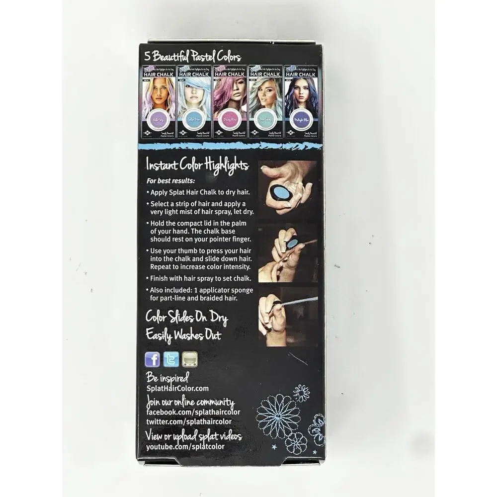Splat Silver Moon Hair Chalk Instant Temporary Color Highlights Pastel Blue New
